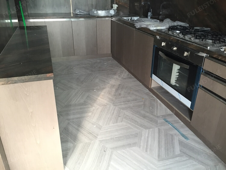 White Wooden Marble in kitchen flooring