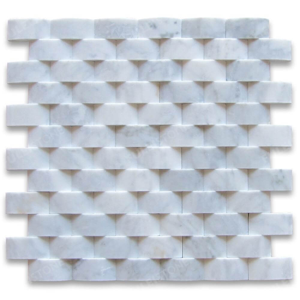3d cambered carrara white marble brick arched mosaic tile
