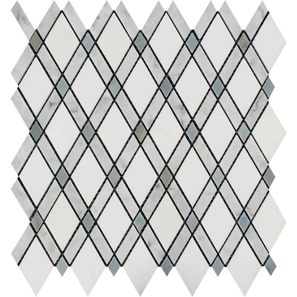 Bianco Carrara Polished Marble Hexagon Lattice Tile