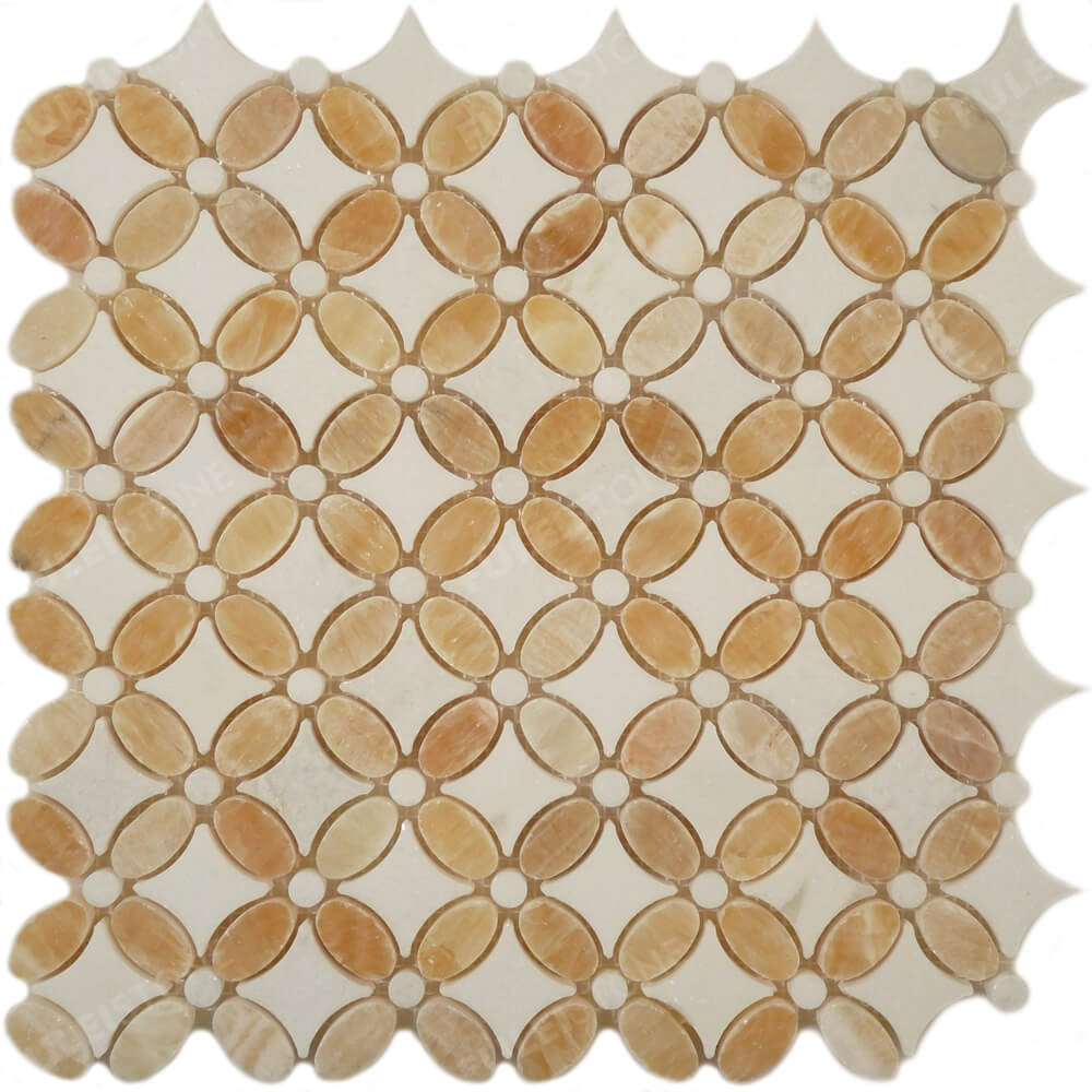 Honey Onyx & Thassos White Marble Mosaic tile