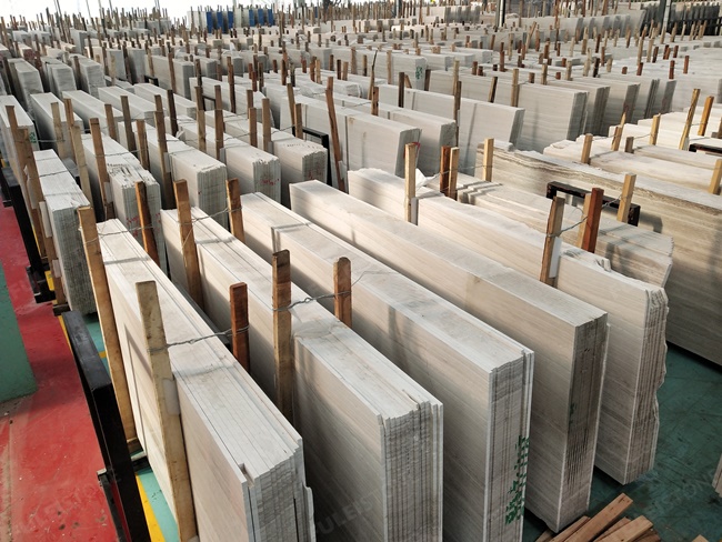 white wooden marble slabs warehouse