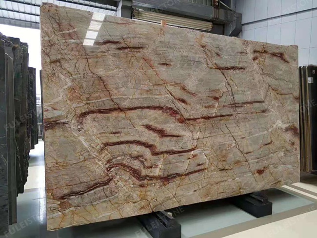 Onyx Bamboo Quartzite big slabs in warehouse