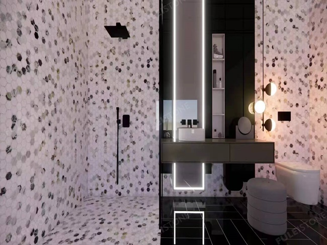 white beauty marble mosaic for bathroom wall