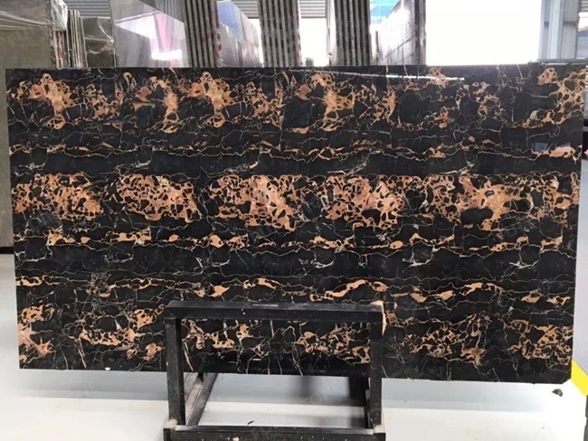 Nero portoro marble big slabs with big golden veins