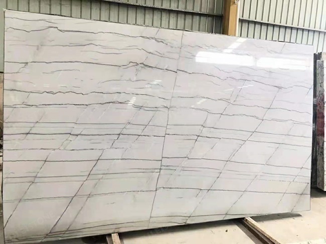 Classic White Quartzite big slabs with more veins