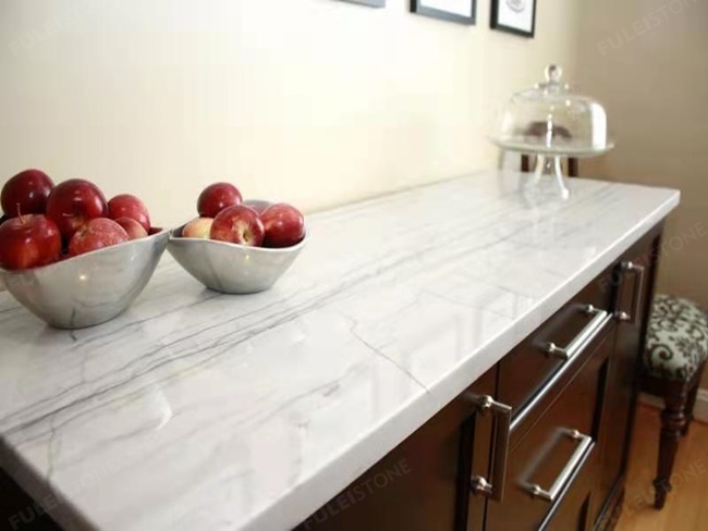 Classic White Quartzite kitchen countertop cabinet tops