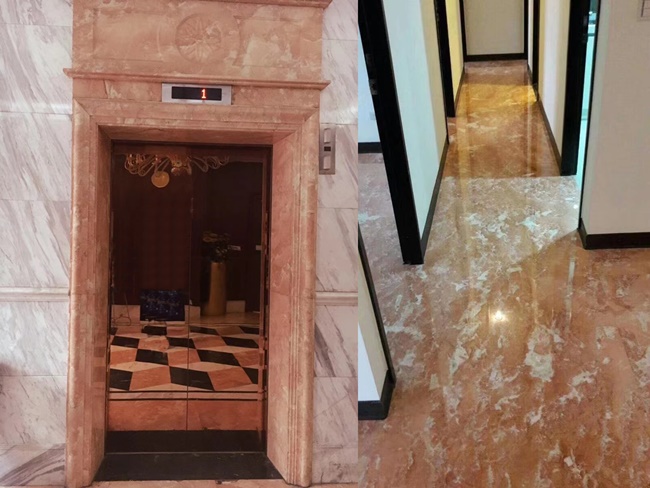 Diana Rose Marble elevator door frame and floor
