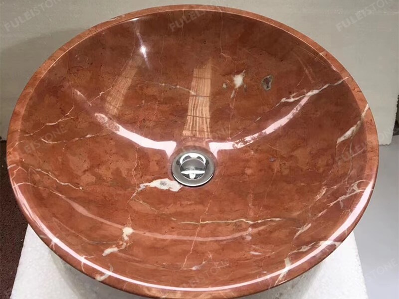 rojo alicante marble basin
