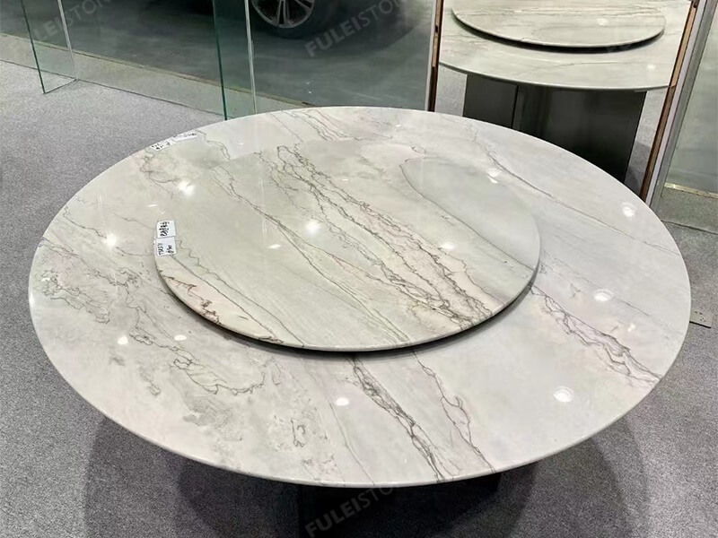 opus white quartzite dining table