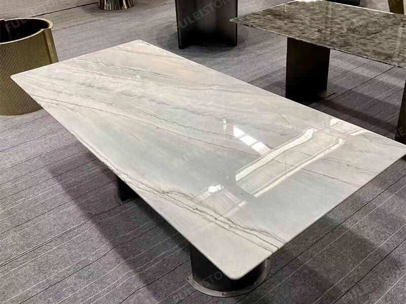opus white quartzite table