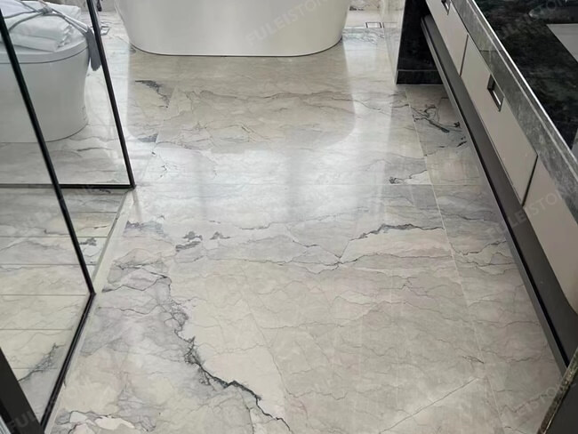 white camouflage marble floor tiles