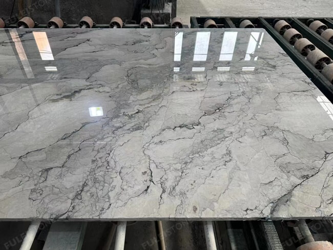 white camouflage marble slab processing