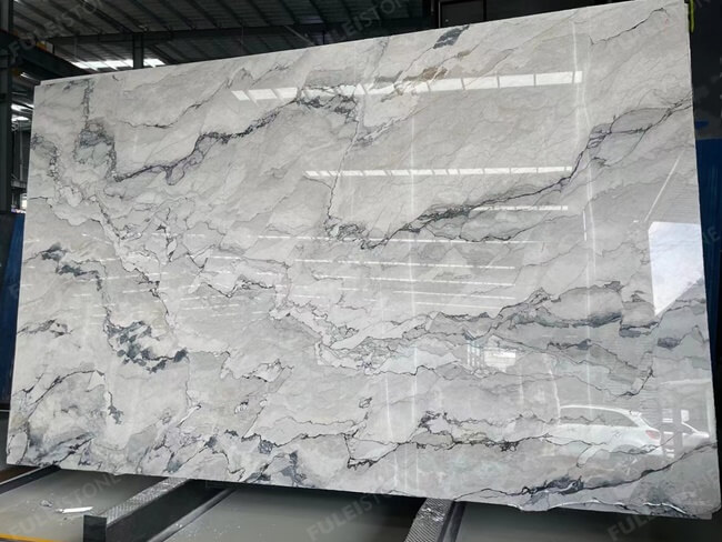 white camouflage marble slab