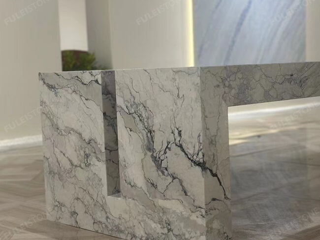 white camouflage marble top